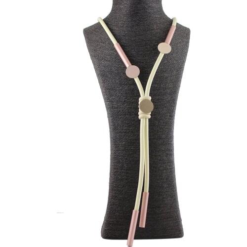 New Aluminum Sheet Pendnat Necklaces For Women Necklace Long Black Rubber Rope Chains Simple Long Necklaces Festival Gifts