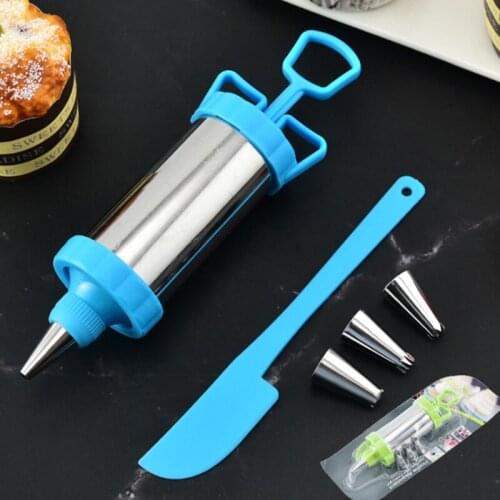 Stainless Steel Cake Decorating Gun With Scraper Set Squeezing Butter Cookie Mouth Kitchen Multifunctional Creative Baking Tools