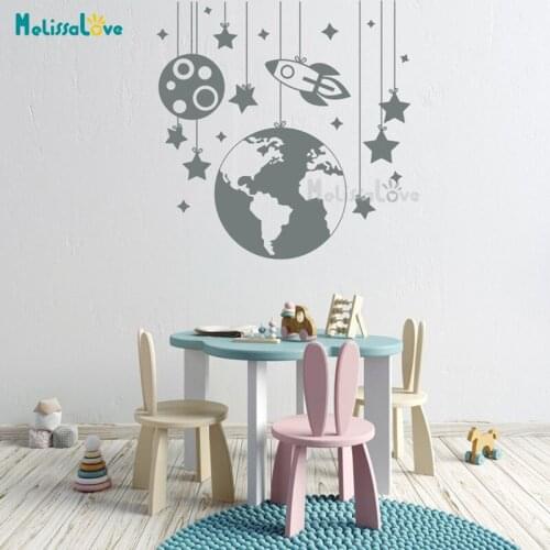 Planets Stars Rocket Space Gift for Kids Baby Room Nursery Decal Removable Vinyl Wall Art Sticker Mural BD554
