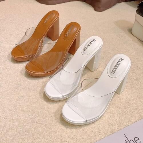 Thick Transparent Sandals Stage Show High Heels Sexy Model Shows PVC Large Size Single Shoes