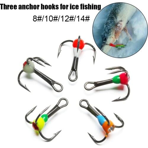 8# 10# 12# 14# Fishing Hooks Winter Ice Fishing Three-jaw Hook High Carbon Steel Tackle Tools Sinking Bait Newly Durable
