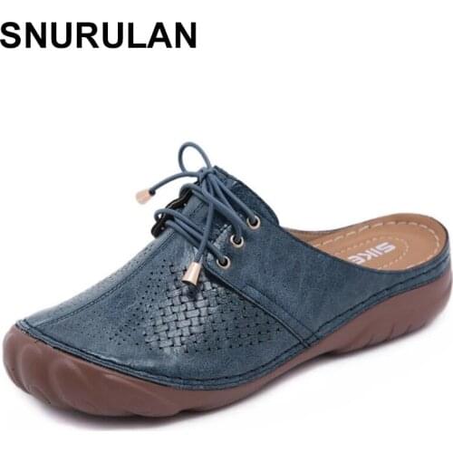 SNURULAN Summer Sandals Women Flats Female Casual Shoes PU Bowknot Leisure Solid Sewing Footwear Plus Size Retro Platform slippe