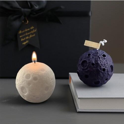 Moon Earth Saturn Satellite Astronomical Silicone Candle Mold for Handmade Desktop Decoration Aromatherapy Candle Silicone Mold
