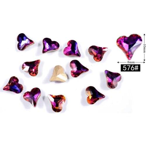 3pcs Rhinestone Nail Art Decoration Heart Shape Flat Back 10mmx8mm Nail Art Decorations Accessories