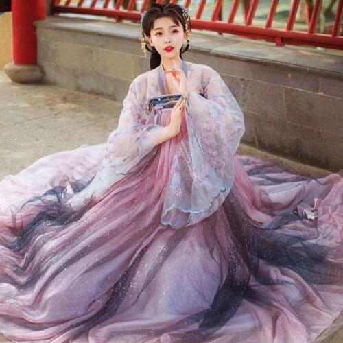 2021 Traditional Women Flower Hanfu Dress Ancient Chinese Costume Beautiful Dance Hanfu Originale Princess Tang Dynasty Robe