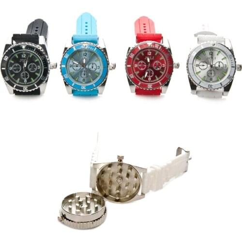 3 Layers Tobacco Grinder Metal Herb Spice Crusher Cigarette Pipes for Smoking Accessories Creative Funny Gift Men Watch Shape