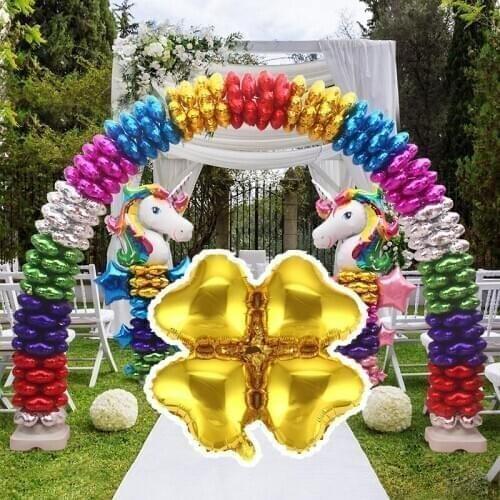 Heart Shaped Four Leaf Clover Foil Balloon 10pcs Happy Birthday Party Decoration Balloon Building Arch Opening Wedding Balloon