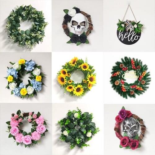 Halloween Wreath Christmas Pinecone And Berries Garland Artificial Flower Eucalyptus Garland For Home Decoration Farmhouse Decor