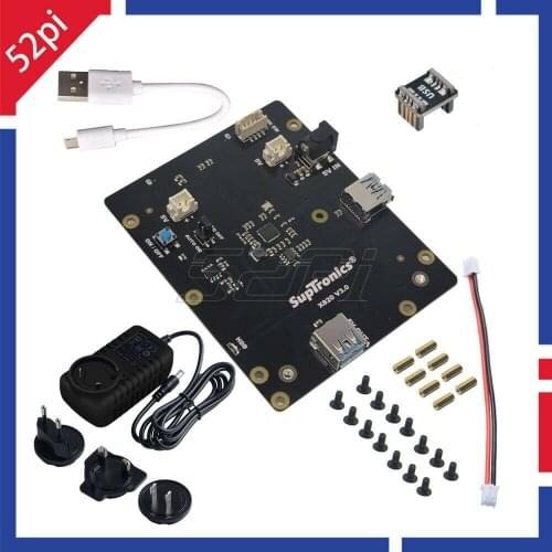 X820 V3.0 2.5 Inch SATA HDD/SSD Storage Expansion Board with DC 5V 4A Power Adapter Plug for Raspberry Pi 3 B+ (Plus) /3 B