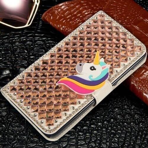 YeLun For Xiaomi Redmi 6A Bling Crystal Diamonds Unicorn Bowknot Wallet Pouch Flip For Redmi 6 Case Cover Phone Cases