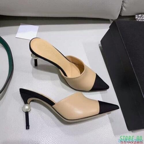 Women High Heels Pump Summer Black apricot Woman Pumps Thin Heels Party Shoes Mix colour Pointed Toe Party Ladie Dress Shoe