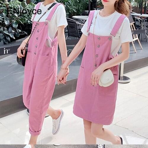 Korean Clothes Tshirt Jumpsuit Suit Sets Best Friend Suspender Skirt Women Summer Pink Girl Couples Sister 2 Piece Jumpsuits