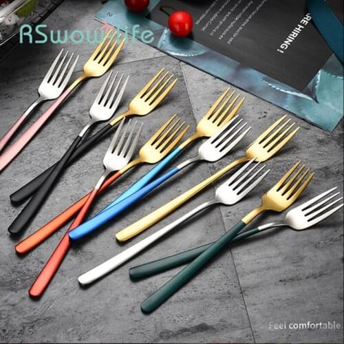 1PCS 304 Stainless Steel Fork Korean Household Long-handled Salad Fork Steak Fork Fruit Fork Western Tableware Bento Accessories