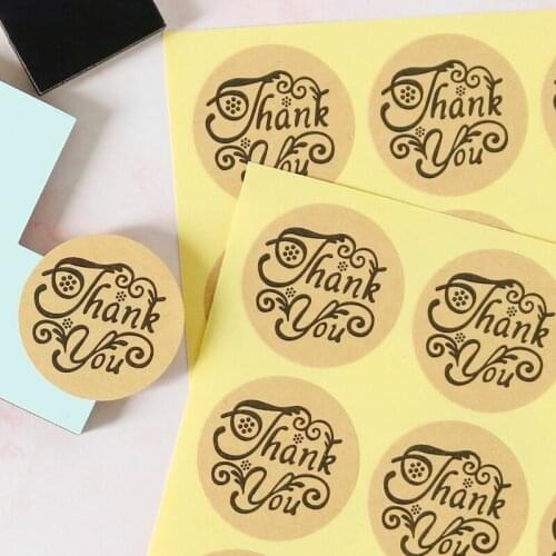 102pcs Round Stamp Thank You Stickers Vintage Kraft Gift Sealing Labels DIY Scrapbooking Diary Envelope Stationery Sticker