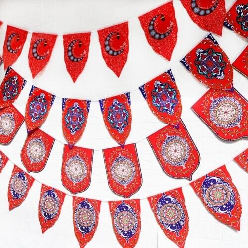 2020 New EID MUBARAK Banner Muslim Festival Celebration Party Moon Star Decoration Flag 10PCS/Set