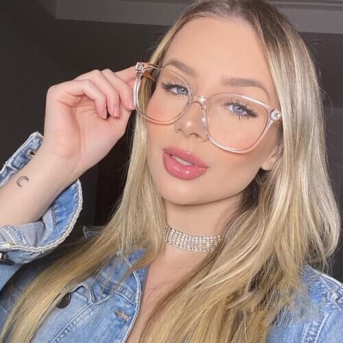 2021 New Fashion Vintage Square Anti-blue Glasses Frame Women Brand Designer T Transparent Eyeglasses Spectacles Oculos Feminino