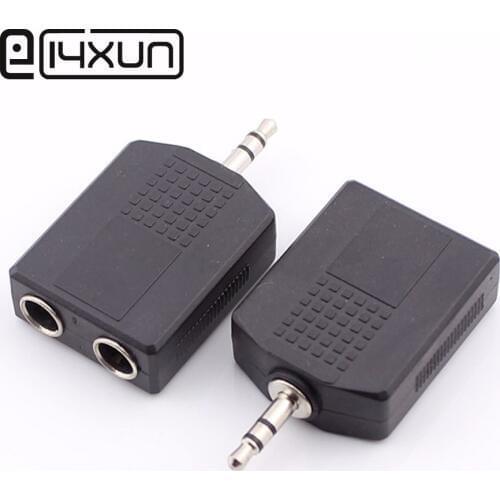 5pcs 3.5mm 3 Pole Stereo Male Plug to 2 6.35mm / 6.5mm Female jack Audio Plugs Socket Converter Adapter Connector For Microphone