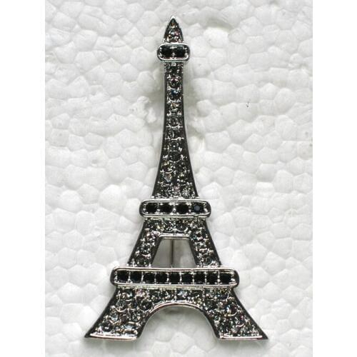 Black Rhinestone Eiffel Tower Pin brooches Pendant C326 H