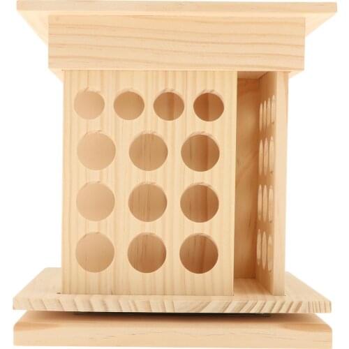 Durable Essential Oil Display Stand Rack Rotating Bottle Holder Wooden Storage Organizer with 52 Slots