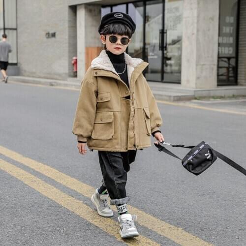 Kids Winter Fleece Outdoor Jackets for Boys Warm Kids Boy Outerwear Windbreaker Winter Casual Baby Boy Coats Clothing