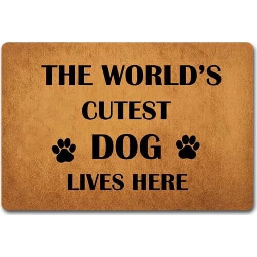 Welcome mat Funny Doormat The Worlds Cutest Dog Lives Here with Personalized Design Outdoor/Indoor Mats (23.6 X 15.7 in) Kitche