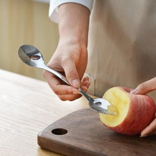Double-end Spoon Fruit puree Spatula spoon Stainless Steel Melon Kitchen child Specialty Spoons Ice Cream Scoop Fruit Ballers
