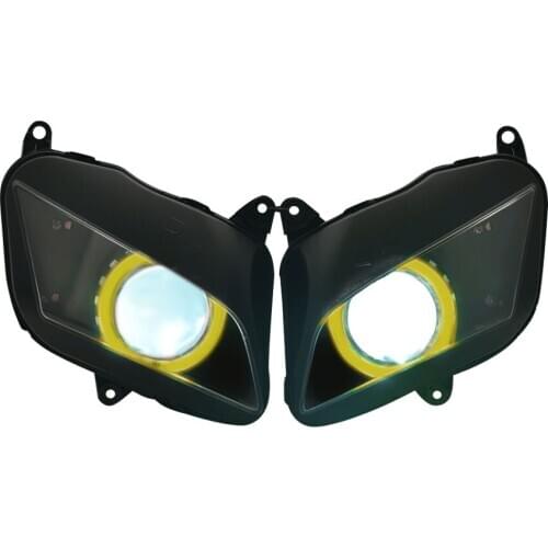 Motorcycle Custom Headlight Yellow Angel Eyes Head Lamp Assembled Headlight Fit For Honda CBR600 RR CBR600RR F5 2007-12