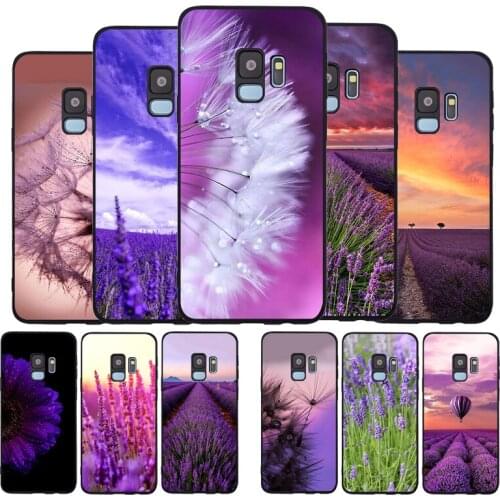 Purple Watercolor flower Dandelion Lotus Lavender Black Soft Phone Case For Samsung Galaxy S20 S10 S9 S8 Plus Lite NOTE 10 9 8