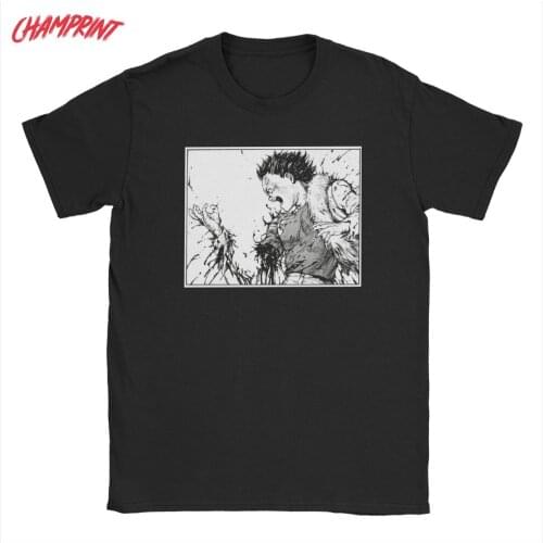 Akira Tetsuo Losing Arm T Shirts for Men Pure Cotton Funny T-Shirts Crew Neck Anime Tee Shirt Short Sleeve Tops Birthday Gift