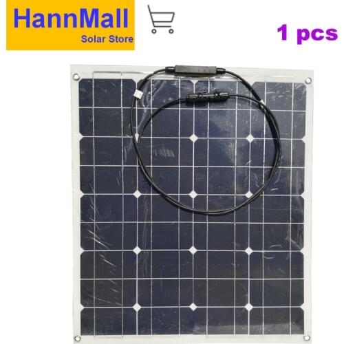 HannMall Solar Flexible Solar Panel Plate 50W 18V Monocrystalline Cell Module For Hause,Roof,Boat