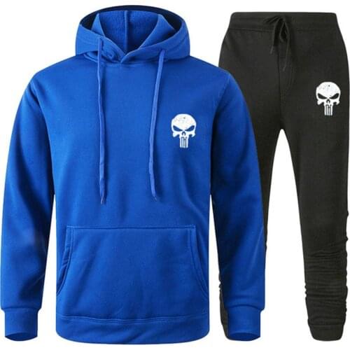 Punishers Printed Fleece Pullover Hoodies suits Men Casual Hooded Streetwear Sweatshirts Skull Harajuku Male Fashion Sportswear