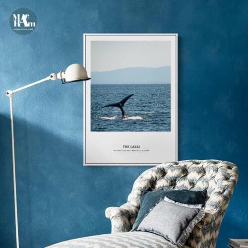 Whale sea reef meadow Picture Scandinavian Poster Nordic Style Print Nature Scenery Wall Art Canvas Painting Modern Room Decor