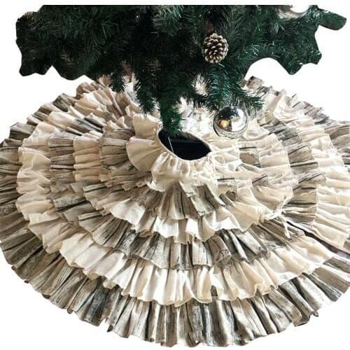 Creative Vintage Ruffle Decoration Christmas Tree Skirt Ruffle Edge Tree Holiday Decoration For Home Courtyard Party Decor