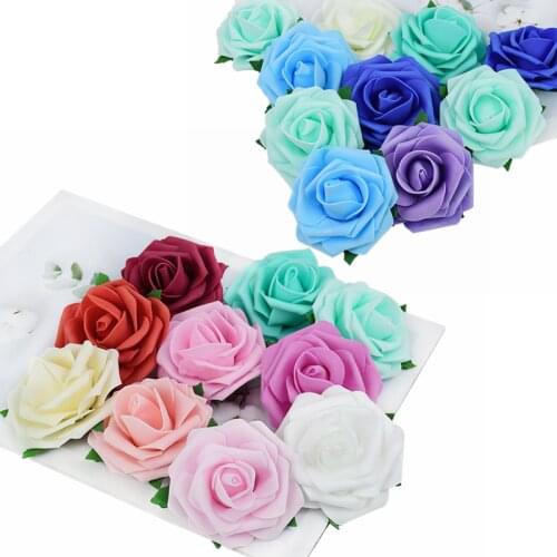 10/20pcs 7cm Foam Rose Head Teddy Bear of Rose Wedding Home Decoration Festival Party DIY Scrapbooking Gift Box Flowers Supplies