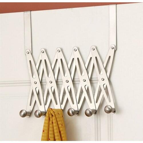 Multifunctional Portable Hanger Stainless Steel Retractable Folding Door Behind Coat Hook Kitchen Bathroom Office Hook