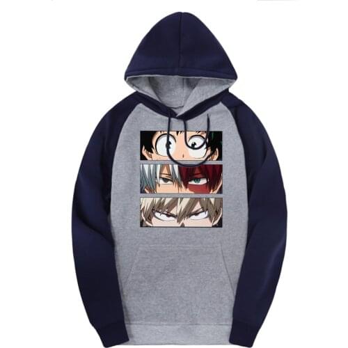 My Hero Academy Sweatshirts Man Raglan Hooded New Arrival Warm Pullovers Autumn Fleece Hoodies Male Punk Outdoor Hoody Homme