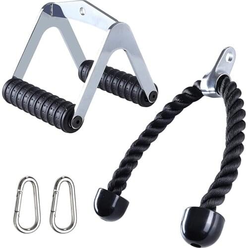 LAT Pull Down Attachment, Triceps Press Down Fitness Cable Attachment Set With Triceps Rope, Non Slip V-Shaped Handles