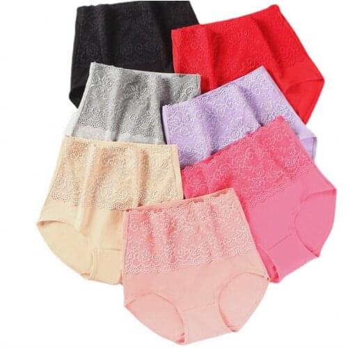50-80 Kg New style ladies pure cotton crotch lace high waist tummy and hip panties panties 1 piece