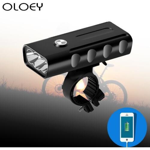 Rechargeable LED Mountain Bike Flashlight Bicycle Light Waterproof Black Aluminum Alloy 3.7V Bicycle Headlights T6 Portable