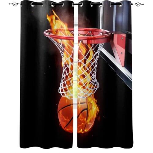 Flame Basketball Ball Box Sports Art Window Curtain Bedroom Bay Window Blackout Curtains Modern Living Room Floor Curtains