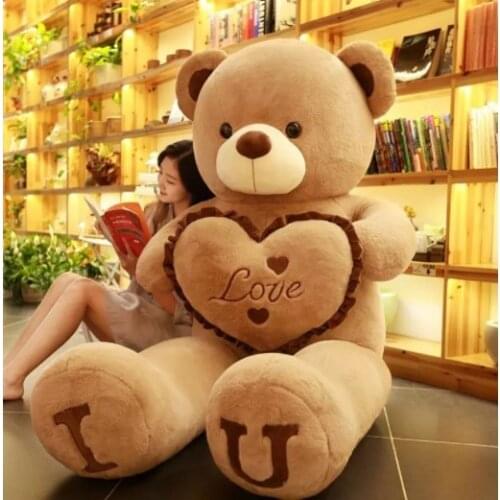 100cm Big I LOVE YOU Teddy Bear Plush Toy Lovely Huge Stuffed Soft Bear Doll Lover Bear Kids Toy Birthday Gift For Girlfriend
