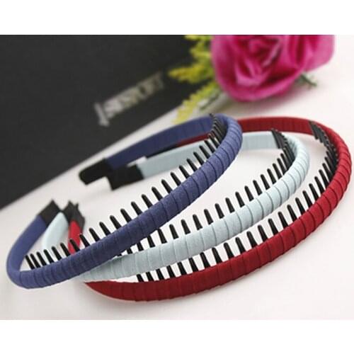 Simple Fashion Women Girls Headdress Cloth Decor Headband With Teeth Comb New Bezel Hair Hoop Hairband Hair Accessories