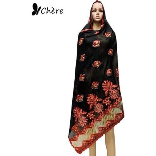 Sales Scarf ! African Women Cotton Scarf Size 200*100cm Big Size Long Headscarf Splicing Embroidery Scarf BH118