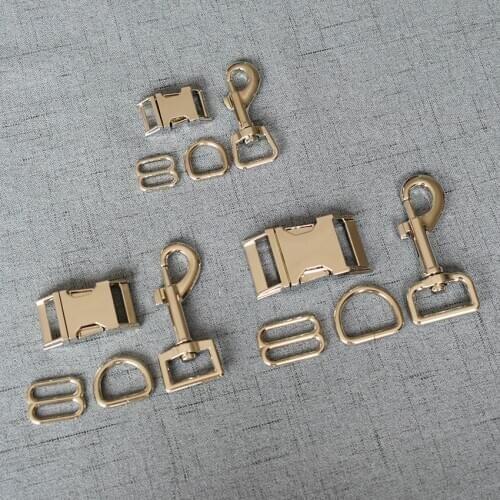100 Sets 15mm/20mm/25mm Silver Metal D Ring Snap Hook Adjustable Release Buckle Dog Collar and Leash Backpack Bag Accessories