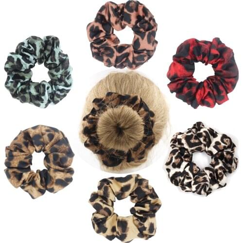 Furling Girl 1 PC Leopard Silky Hair Scrunchies Smoothy Fabric Elastic Hair Bands Hair Accessories Headbands for Women