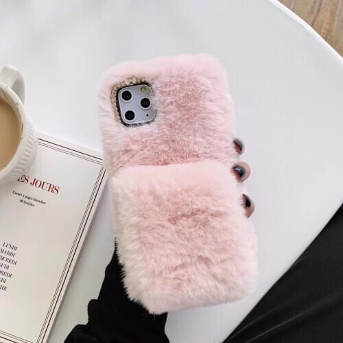 Luxury Pure Color Soft Fluffy Plush Phone Case for Samsung A01 Core A21 M31 A21s M31s A31s M01 M30s M51 A90 A42 Wristband Cover