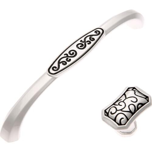 1pc Furniture Handle Cabinet Knobs Wardrobe Door Pull Dresser Drawer Zinc Handles Kitchen Cupboard Fittings Silver Vintage sytle