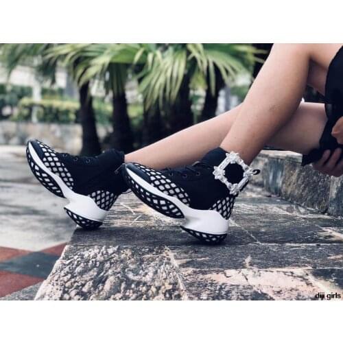 Mesh Leather Crystal Trainers Creeper Sneakers Thick Bottom Platform Rhinestone Tenis Feminino Buckle Sneakers Women