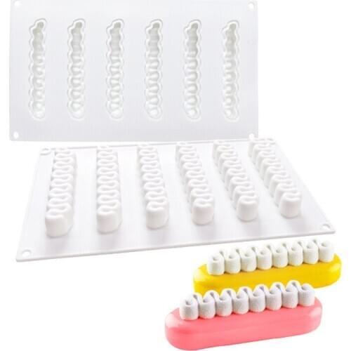 SHENHONG 6 Hole Wavy Cream Cake Decoration 3D Cake Moulds Silicone Mold For Baking Mould Bakeware Chocolate Tools Pastry Pan