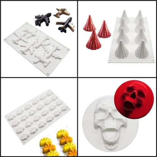 SHENHONG Christmas Tree Dessert Silicone Cake Molds Skirt Mousse Mould Airplane Skull Pastry Model Baking Tools Bakeware